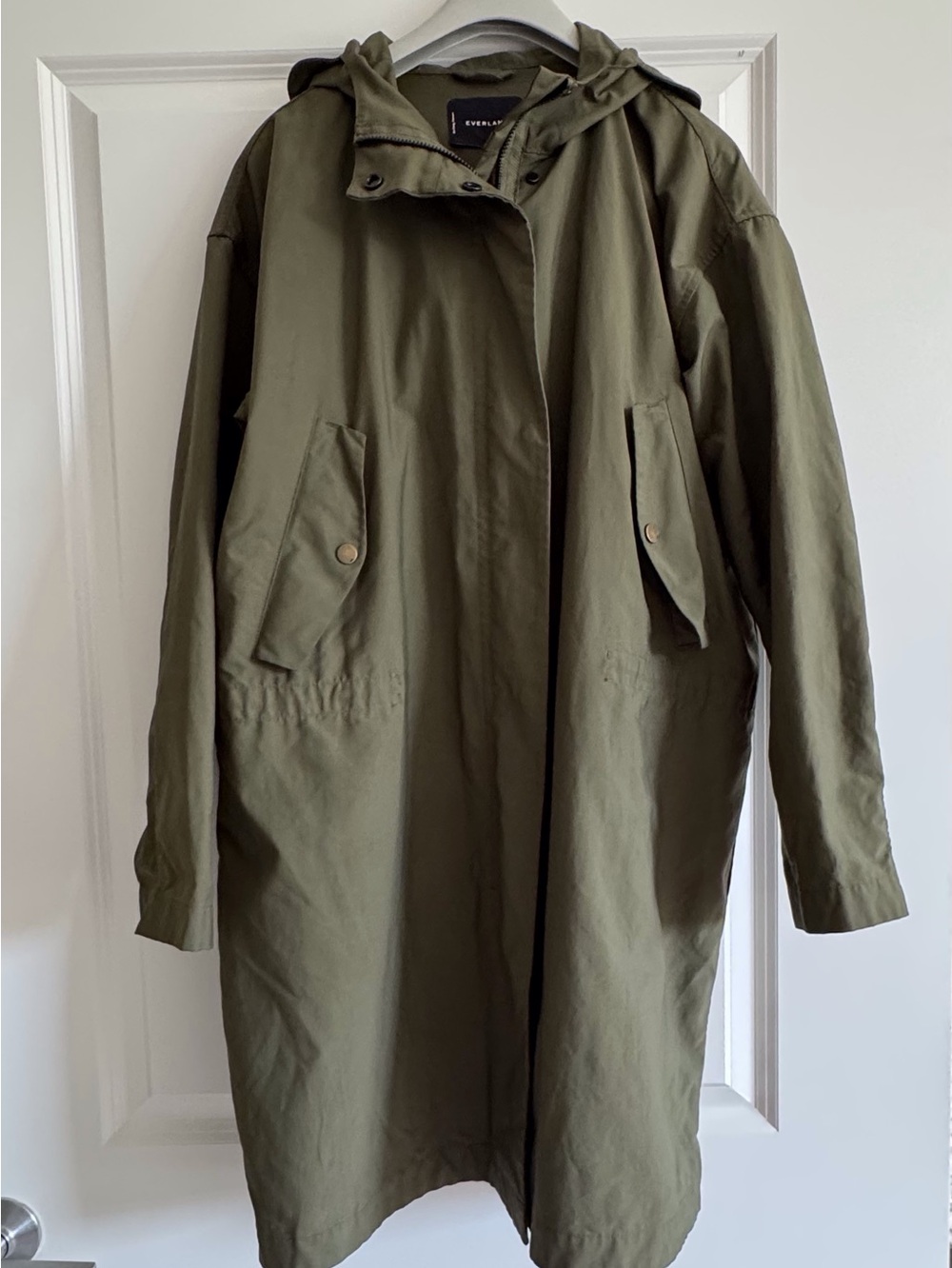 Everlane Women’s Medium M Anorak Khaki Green Hooded Unlined Jacket